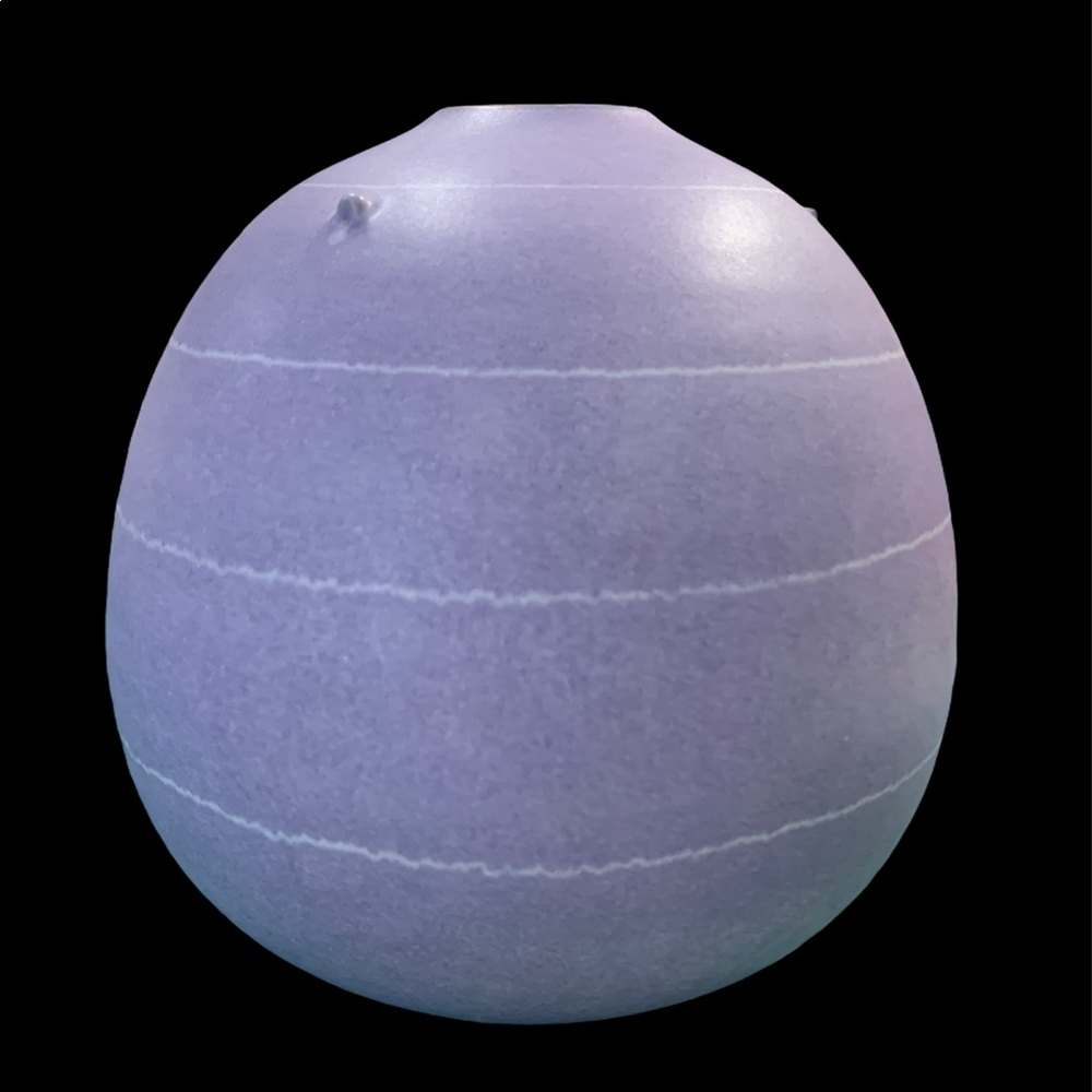 Japanese Lavender Ceramic Flower Vase in Wood Box